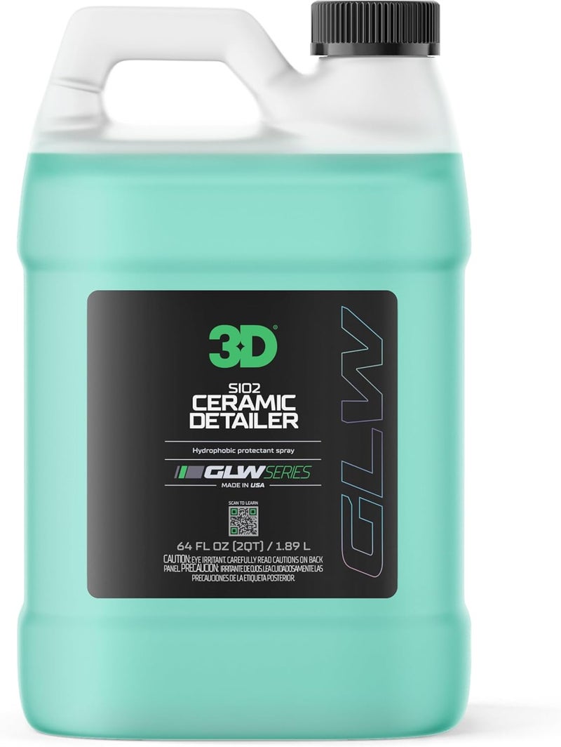 3D Ceramic Detailer, GLW Series | Hyper Gloss Finish | SiO2 Peak Hydrophobic Top Coat | Extends Life of Waxes, Sealants, Coatings | DIY Car Detailing Spray | 64 oz - Image 1